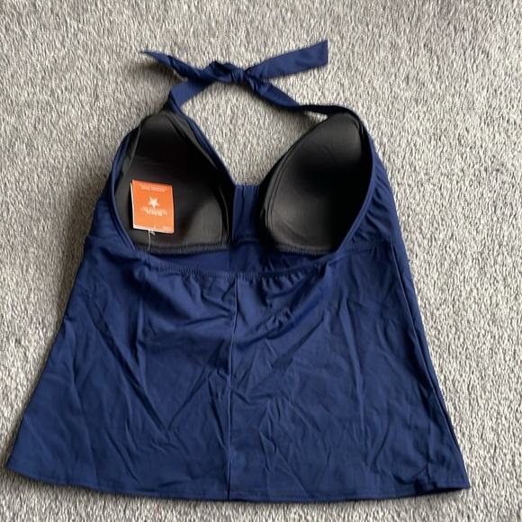 Lands end blue halter swimsuit top deep sea size 14 beaches living seperate new - Picture 4 of 7